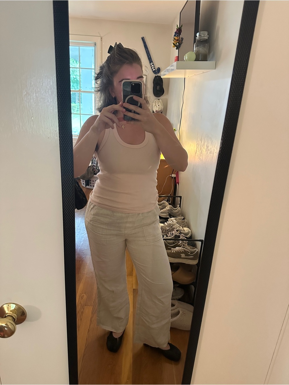 Chico's Cream and Beige Loose Linen Pants